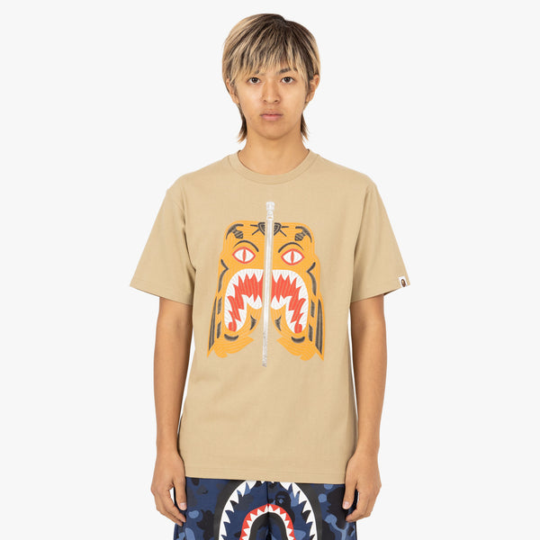 BAPE Embroidery Style Tiger T shirt Beige
