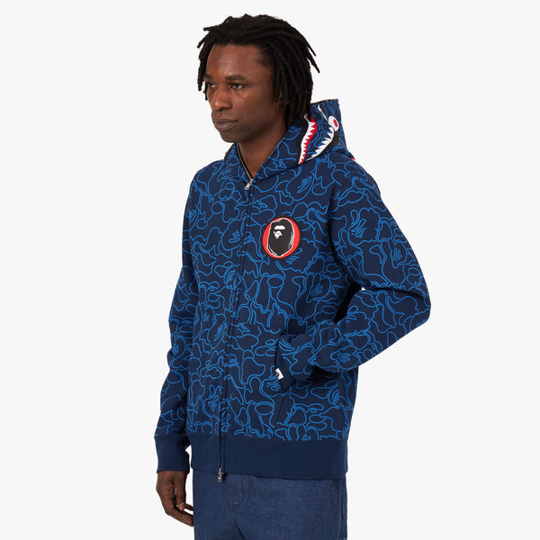 Bape shark zip tee discount