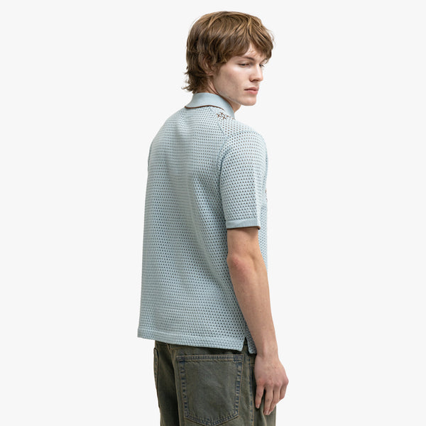 BEAMS PLUS Mesh Knit Stripe Polo Sax – Livestock