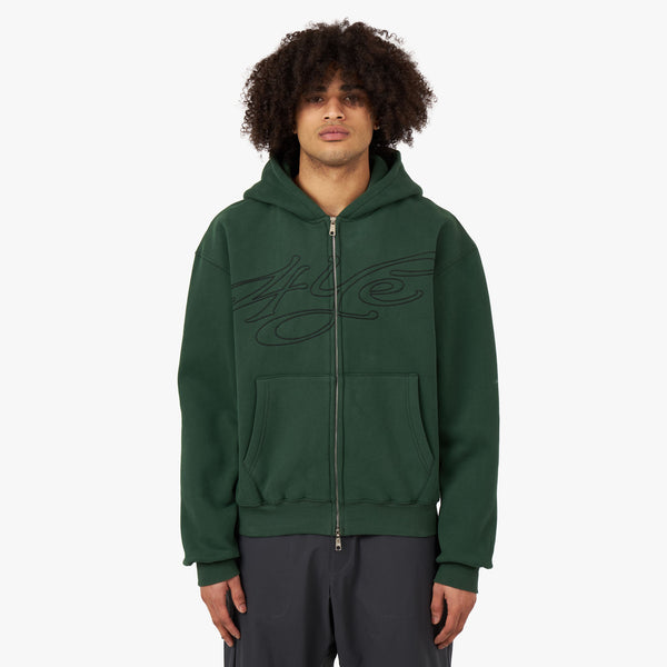 Green zip shop up hoodie