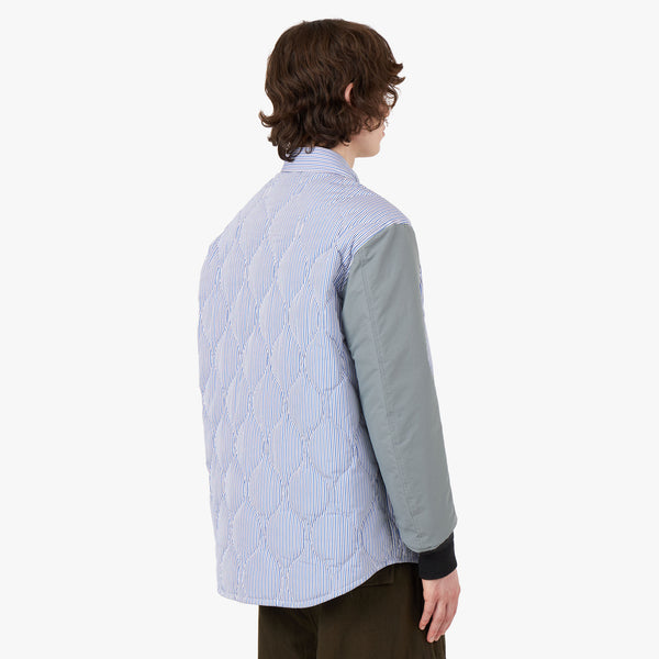 COMME des GAR ONS HOMME Quilted Shirt Jacket White Blue