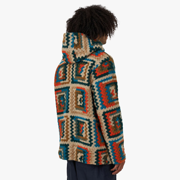 Engineered garments long clearance sleeve navajo knit hoodie