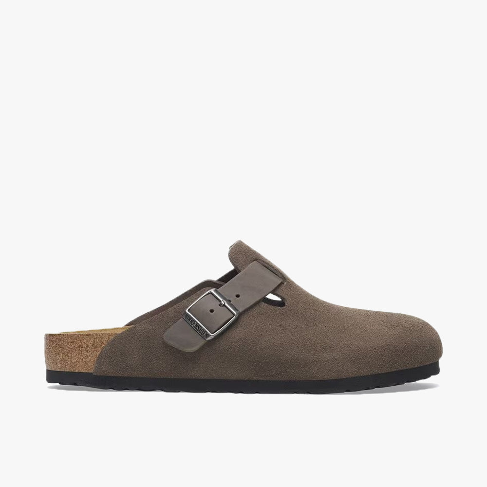 Birkenstock Boston Suede Concrete Grey / Oiled Leather 1
