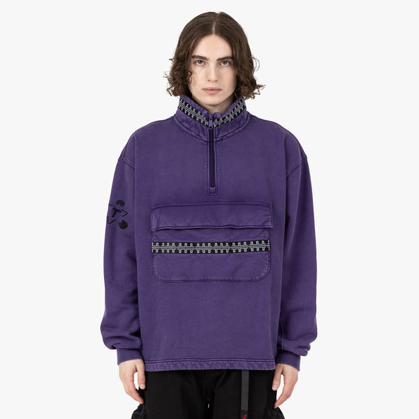 トップス THE TRILOGY TAPES Over Dye Pulse Crew The Trilogy Tapes - TTT PULSE TAPE FUNNEL NECK CREW PURPLE