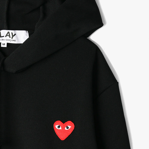 COMME des GAR ONS PLAY Red Heart Pullover Hoodie Black Livestock