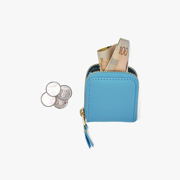 COMME des GARCONS WALLET Classic Leather Zip Wallet Blue Livestock