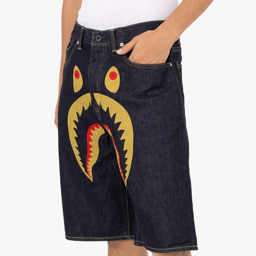 Bape Shark Denim Shorts Indigo Livestock