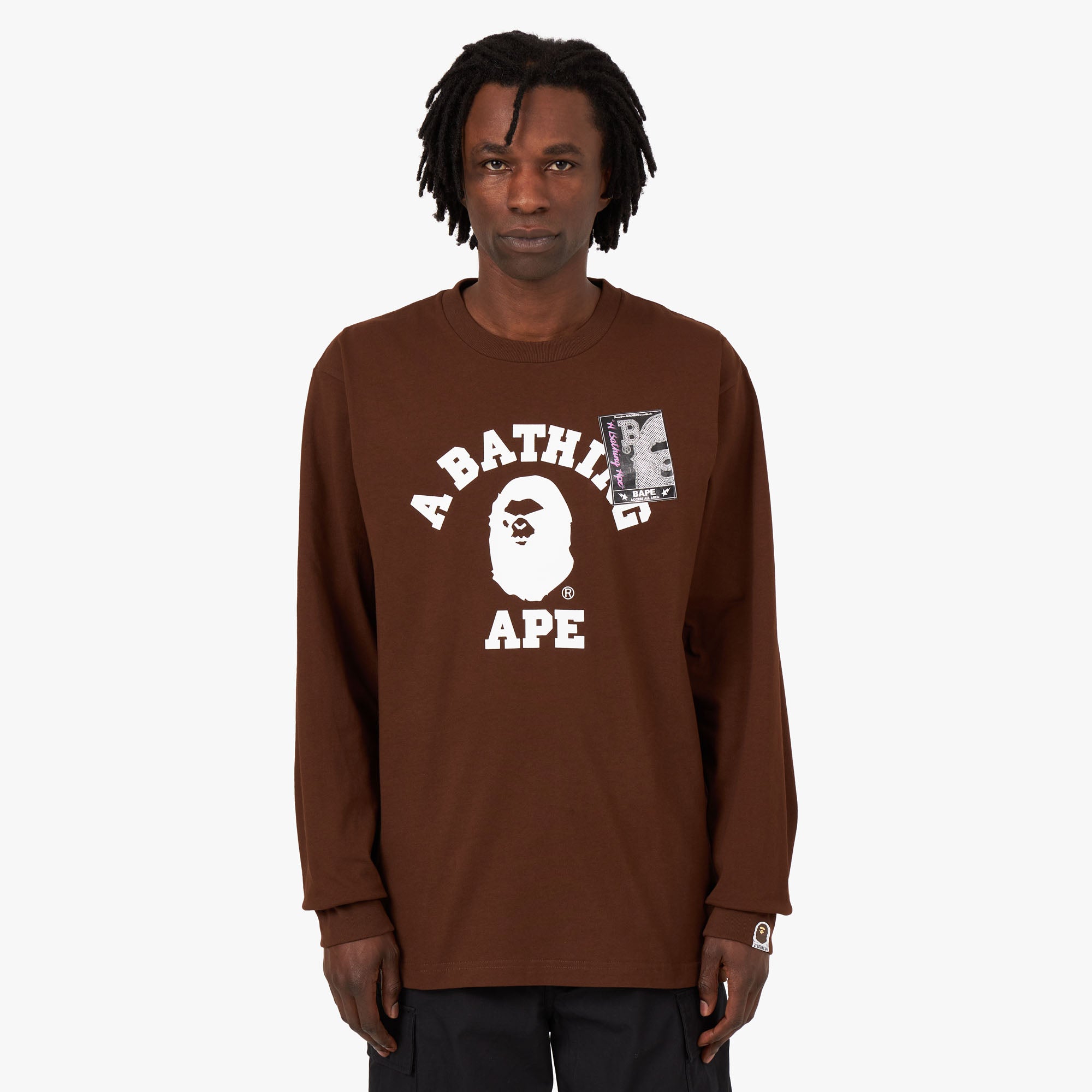 Bape Mad Face College Long Sleeve Shirt / Brown 1