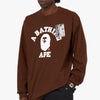 Bape Mad Face College Long Sleeve Shirt / Brown 4
