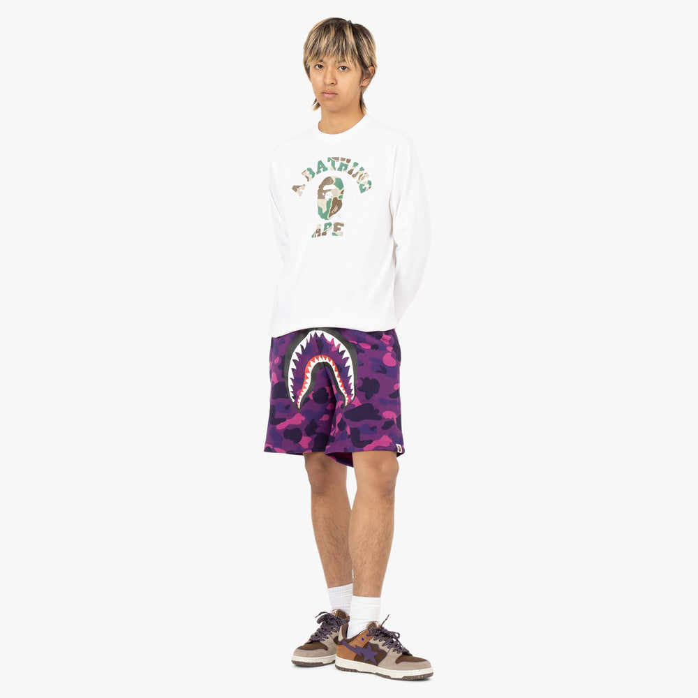 BAPE Liquid Camo College Long Sleeve Shirt White Livestock