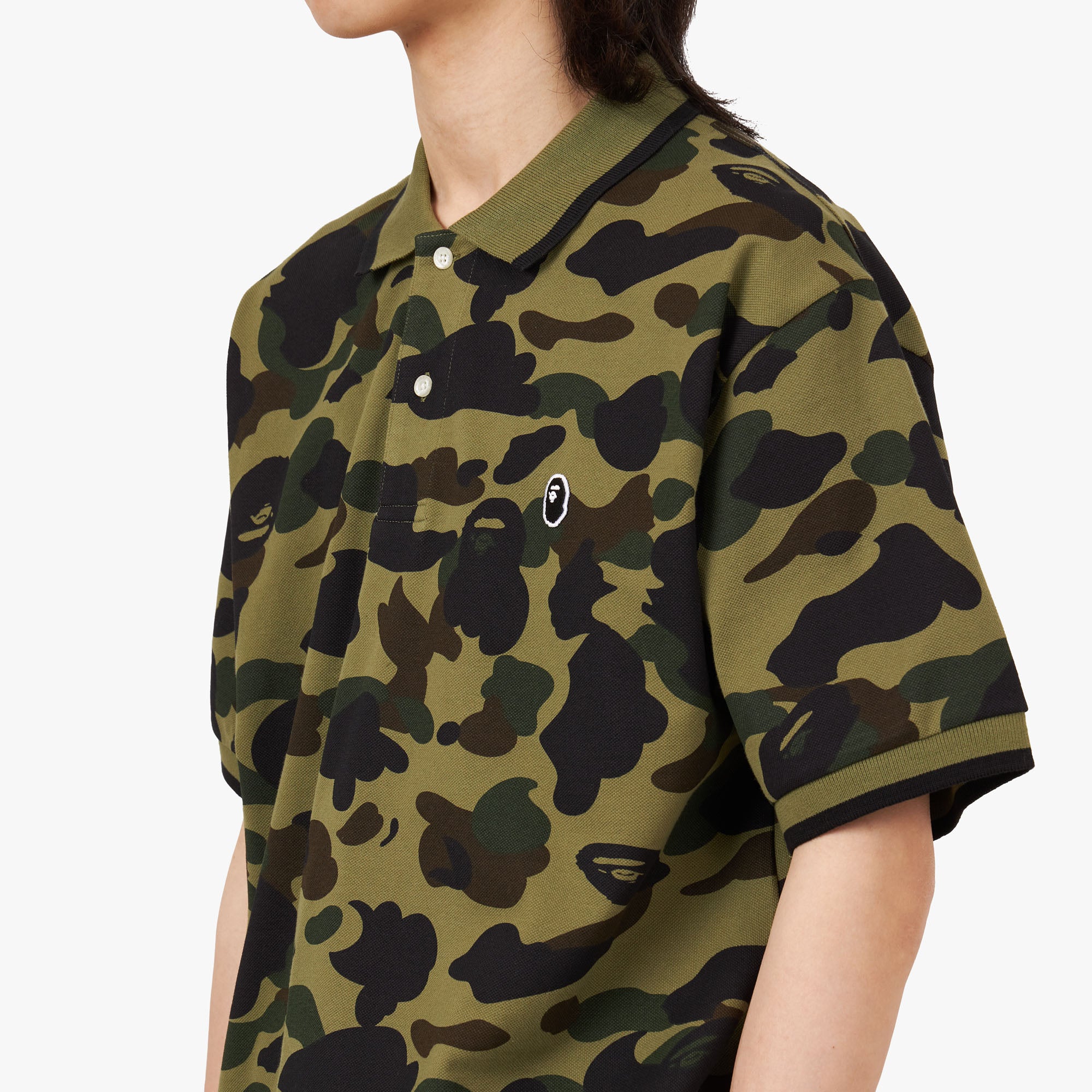 BAPE 1st Camo One Point Polo Green Livestock