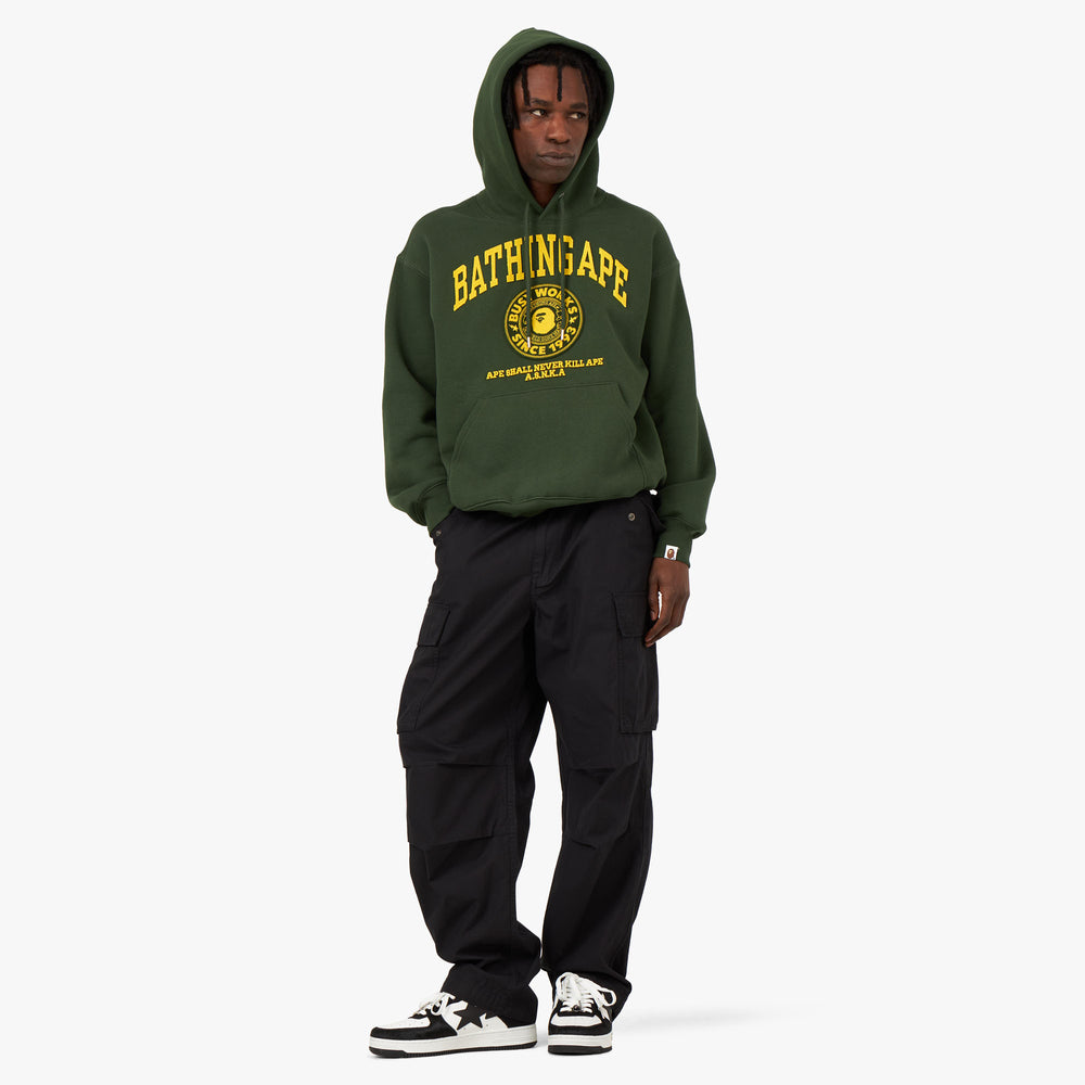 BAPE College Graphic Pullover Hoodie Green Livestock