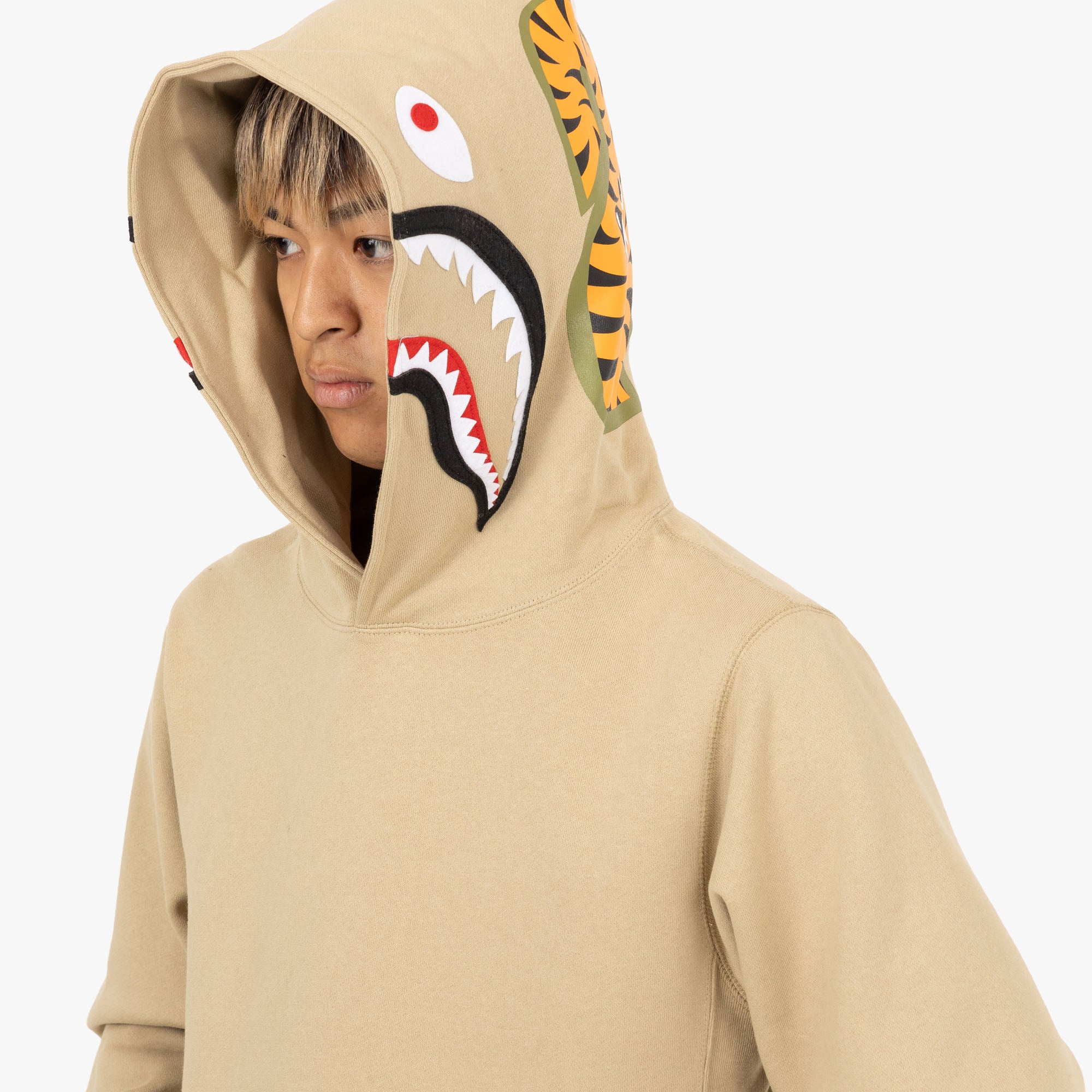 BAPE Shark Pullover Hoodie Beige Livestock