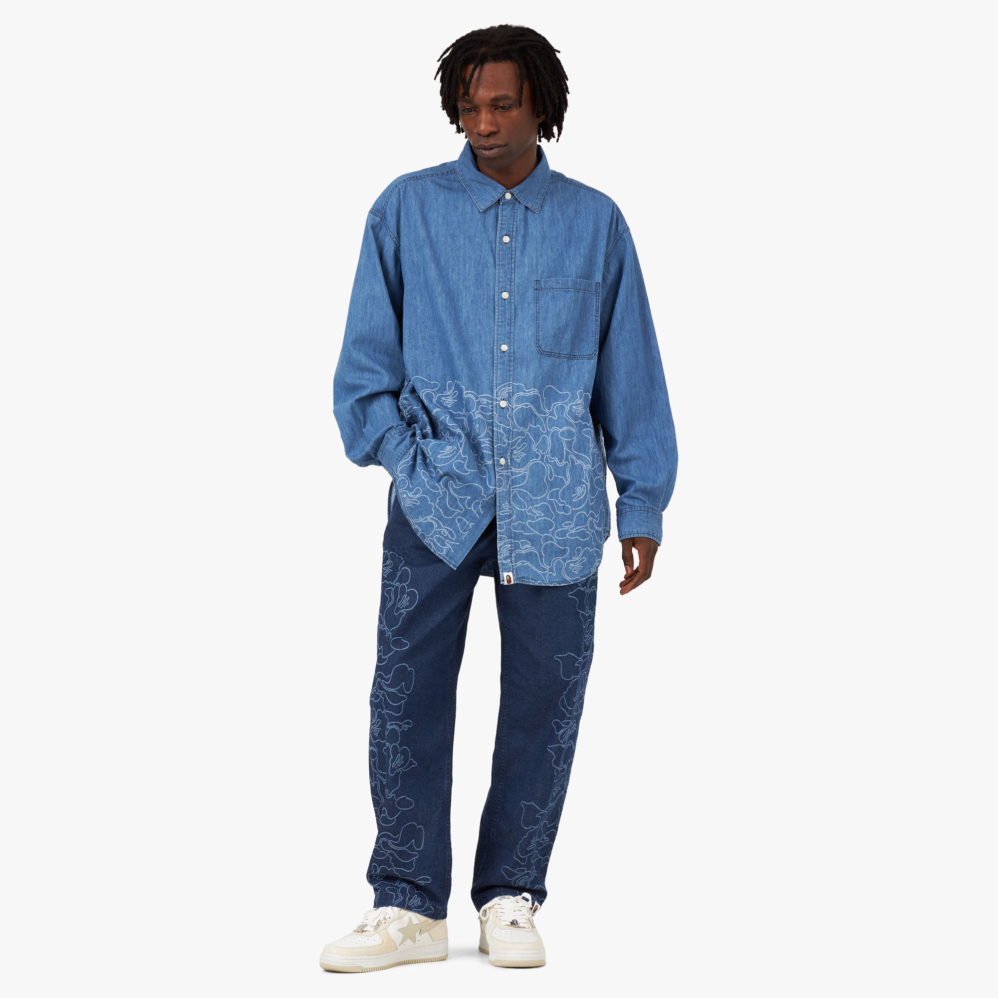 A BATHING APE エイプ SHARK DENIM めづらい SHIRT シャーク