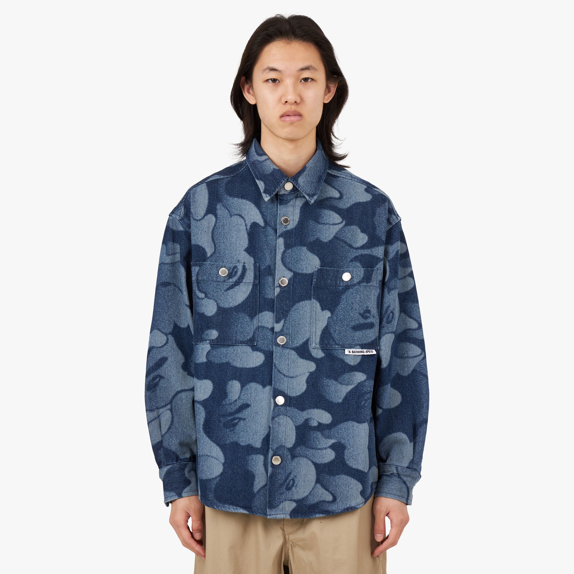 BAPE Solid Camo Laser Work Denim Shirt / Indigo 1