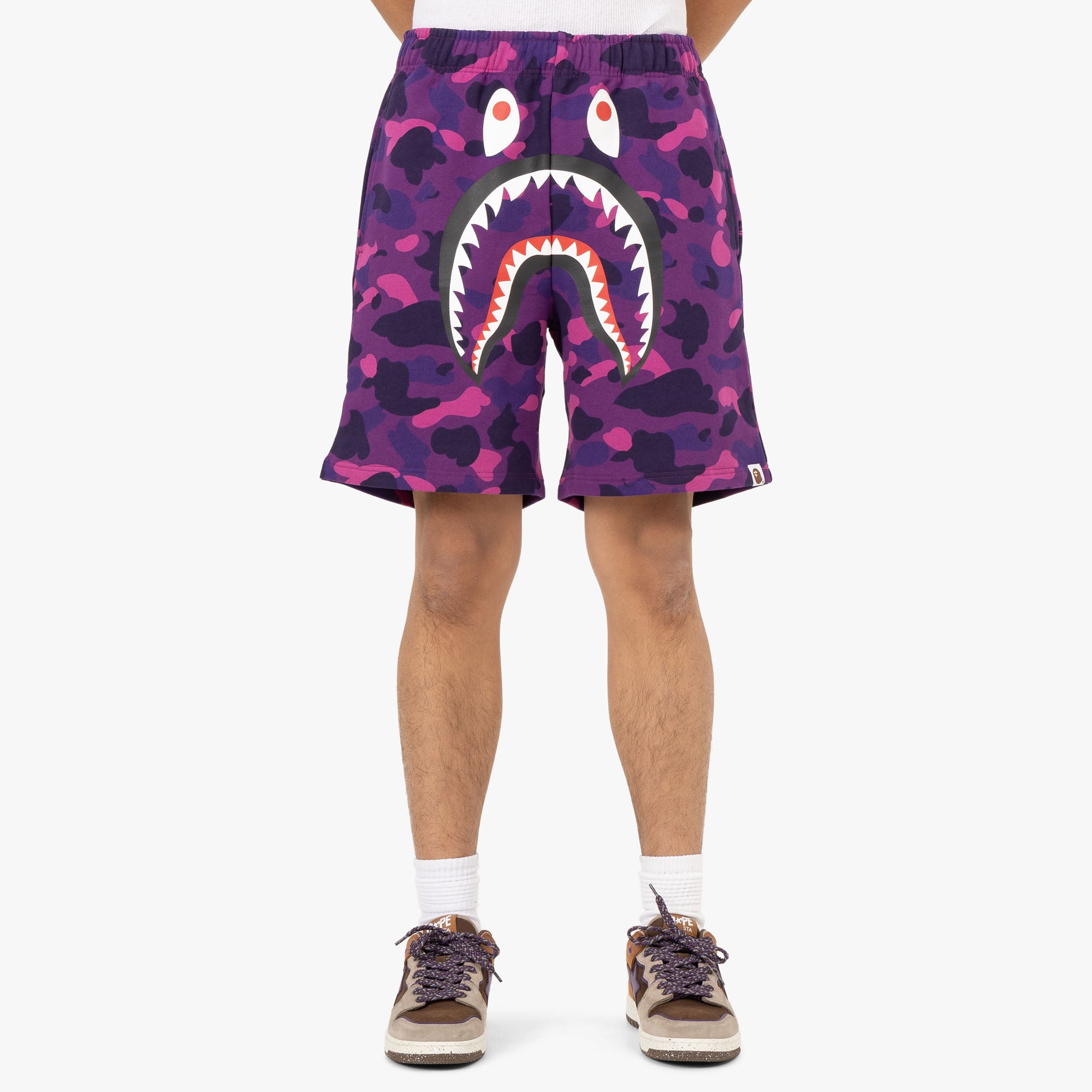 BAPE Color Camo Shark Sweat Shorts Purple Livestock