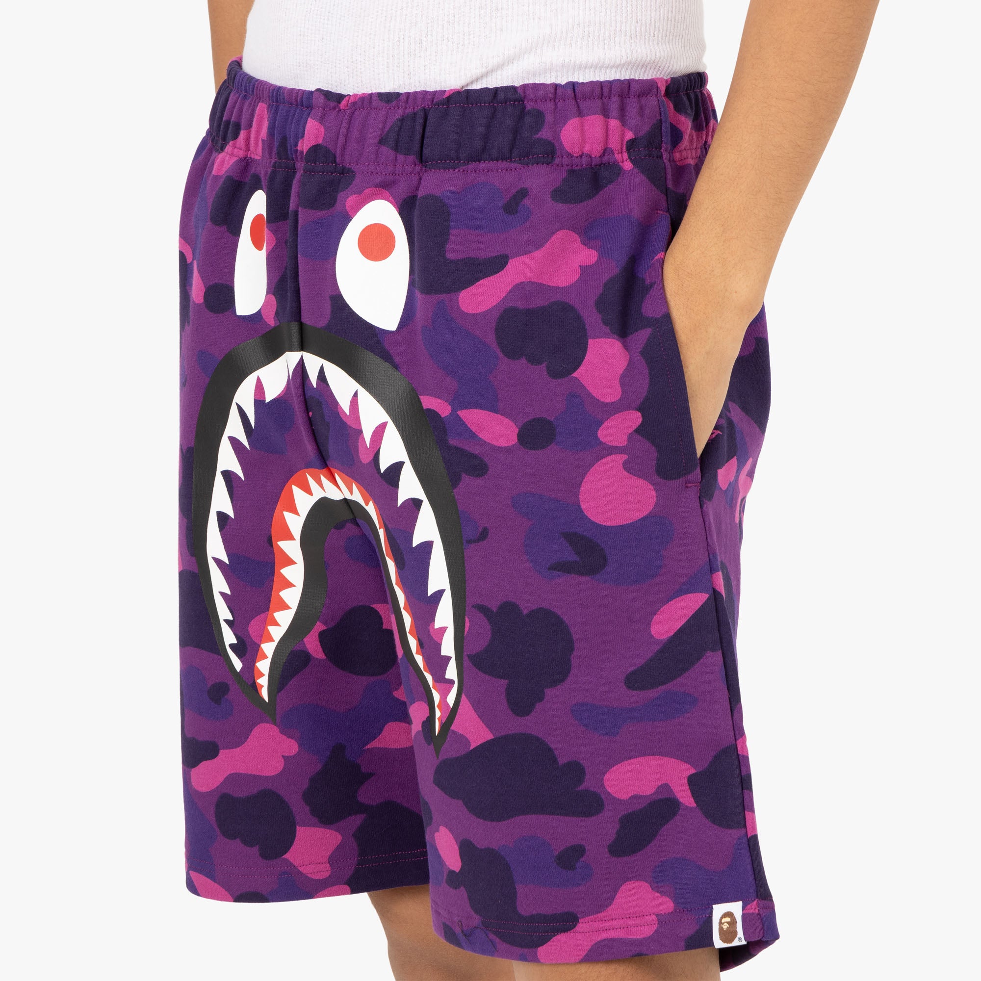 BAPE Color Camo Shark Sweat Shorts Purple Livestock