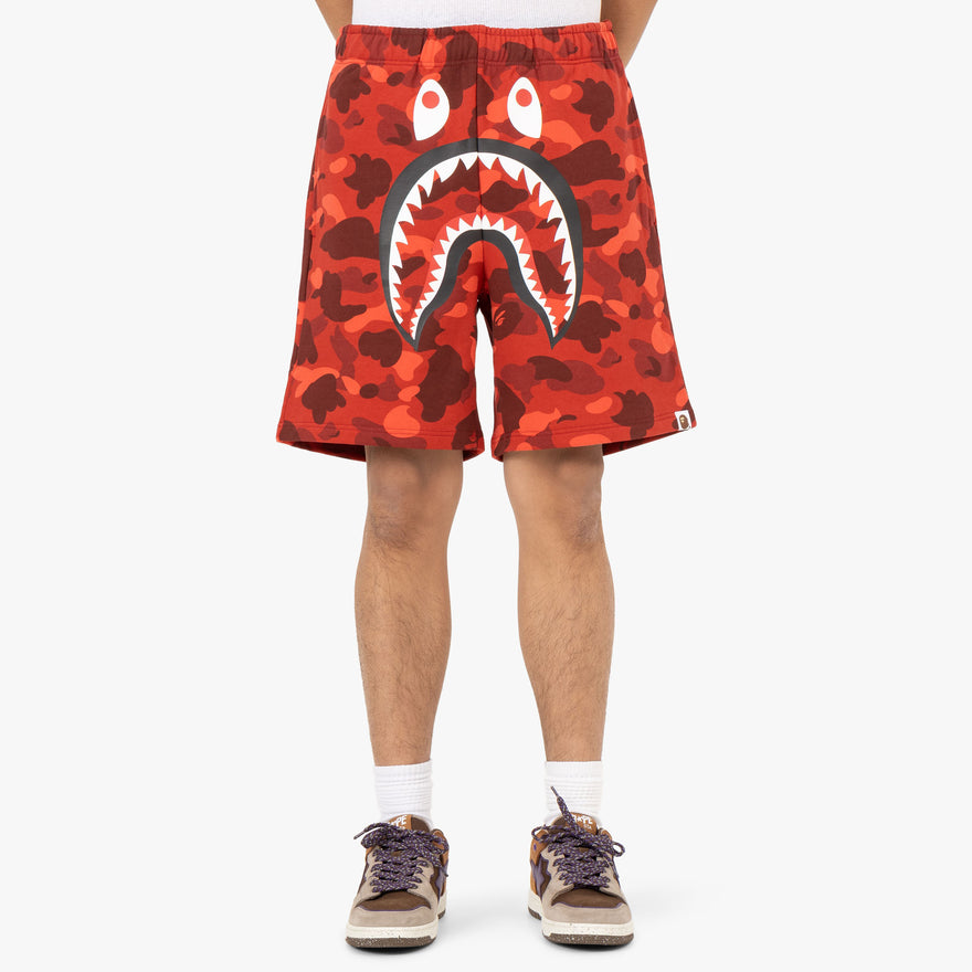 BAPE Color Camo Shark Sweat Shorts Red
