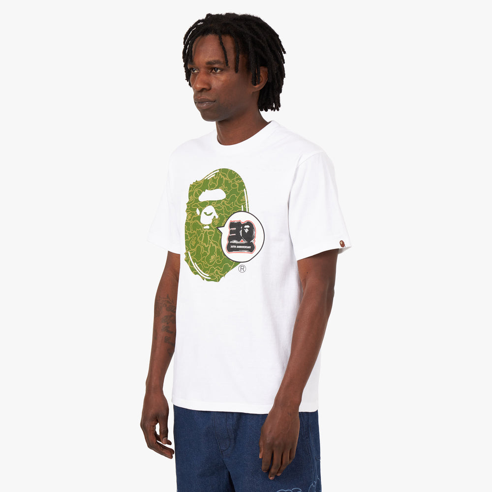BAPE 30th Anniversary Ape Head T shirt White Green Livestock