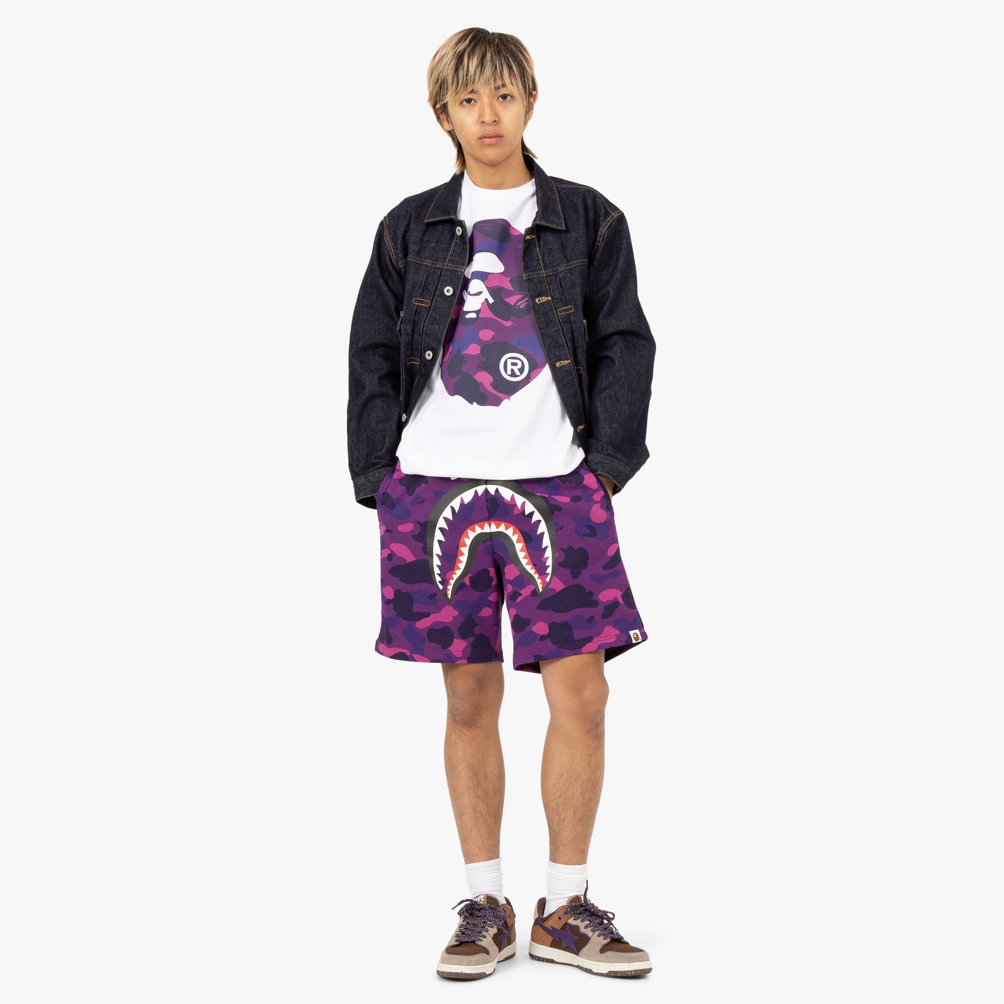 Bape purple t shirt discount