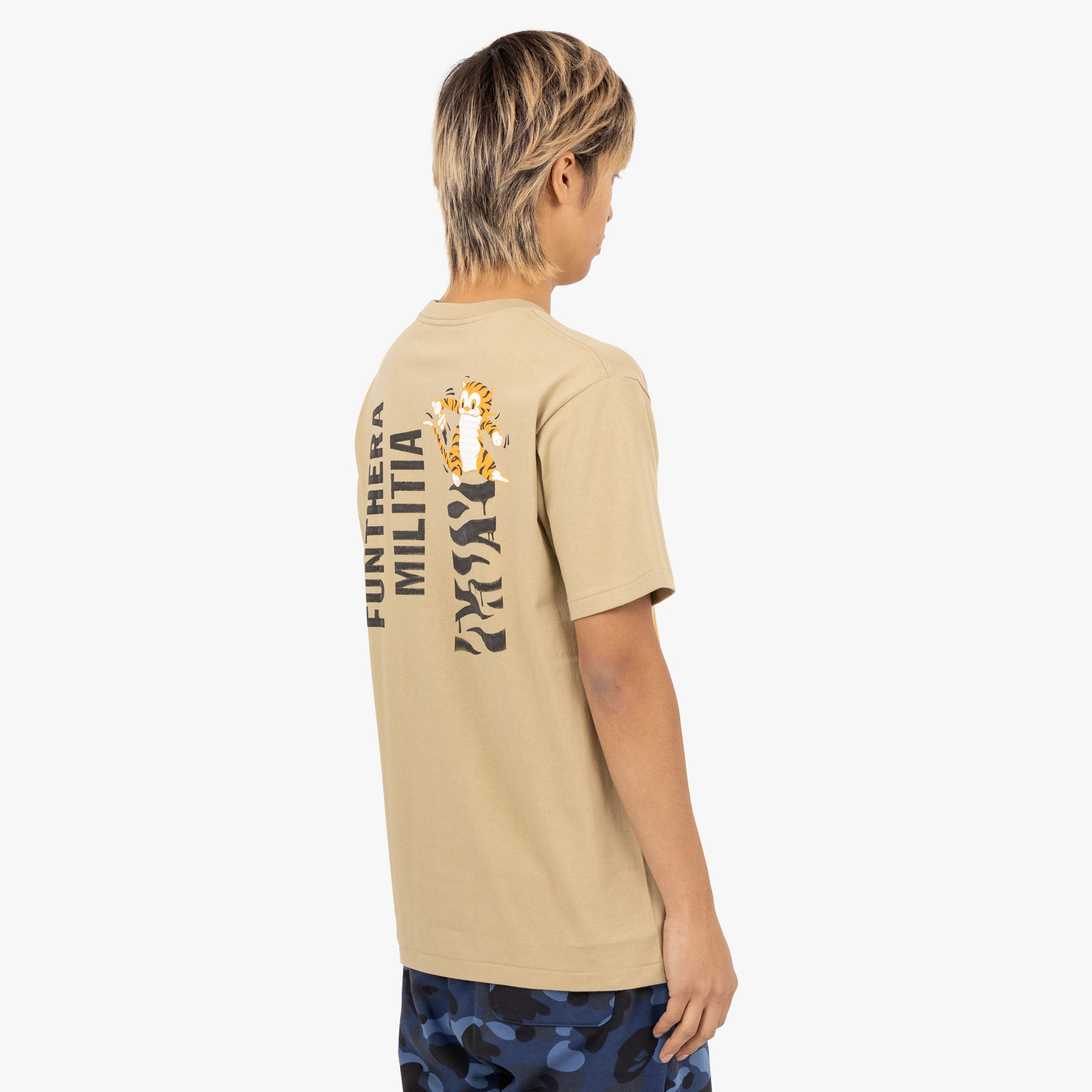 BAPE Embroidery Style Tiger T shirt Beige Livestock