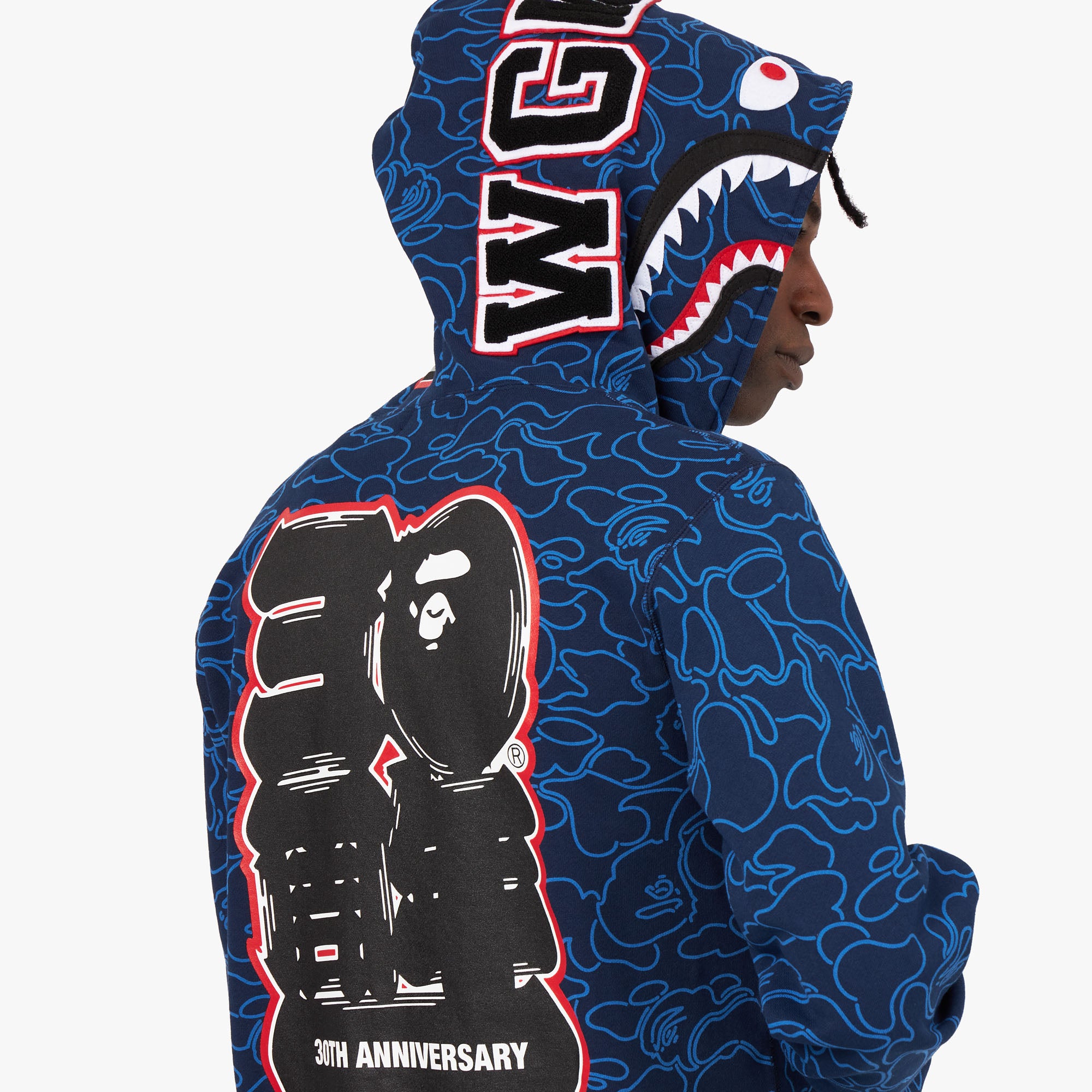 Bape shark zip tee discount