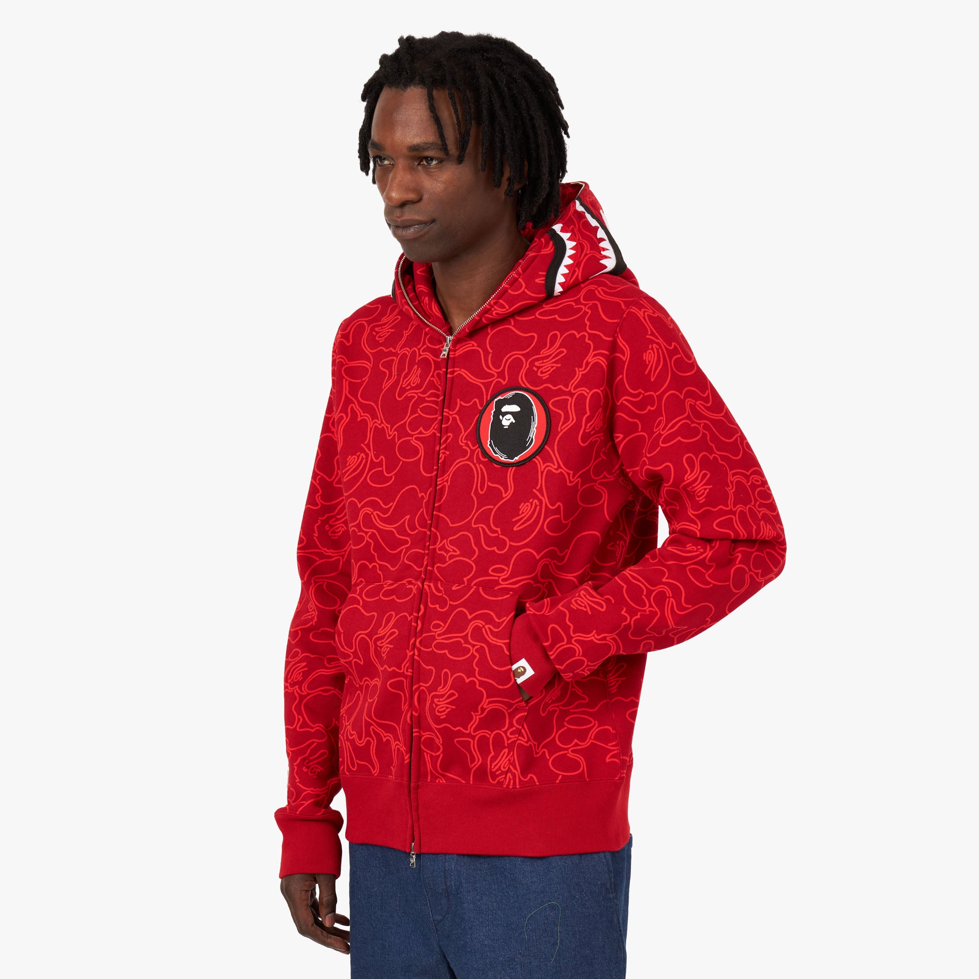 BAPE 30th Anniversary Shark Full Zip Hoodie Red Livestock