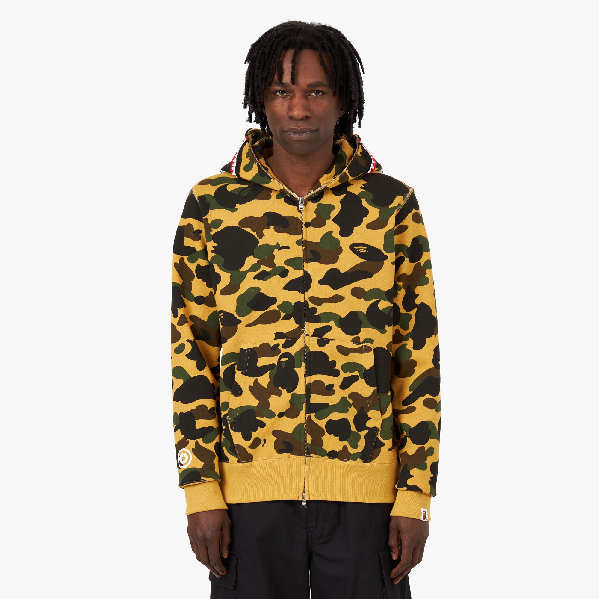 BAPE 1st Camo Shark Full Zip Hoodie Yellow Livestock