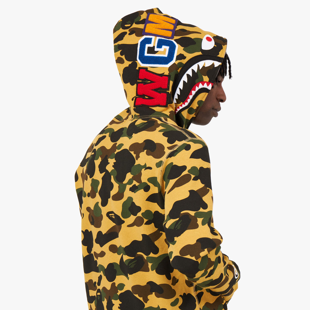 BAPE 1st Camo Shark Full Zip Hoodie Yellow Livestock