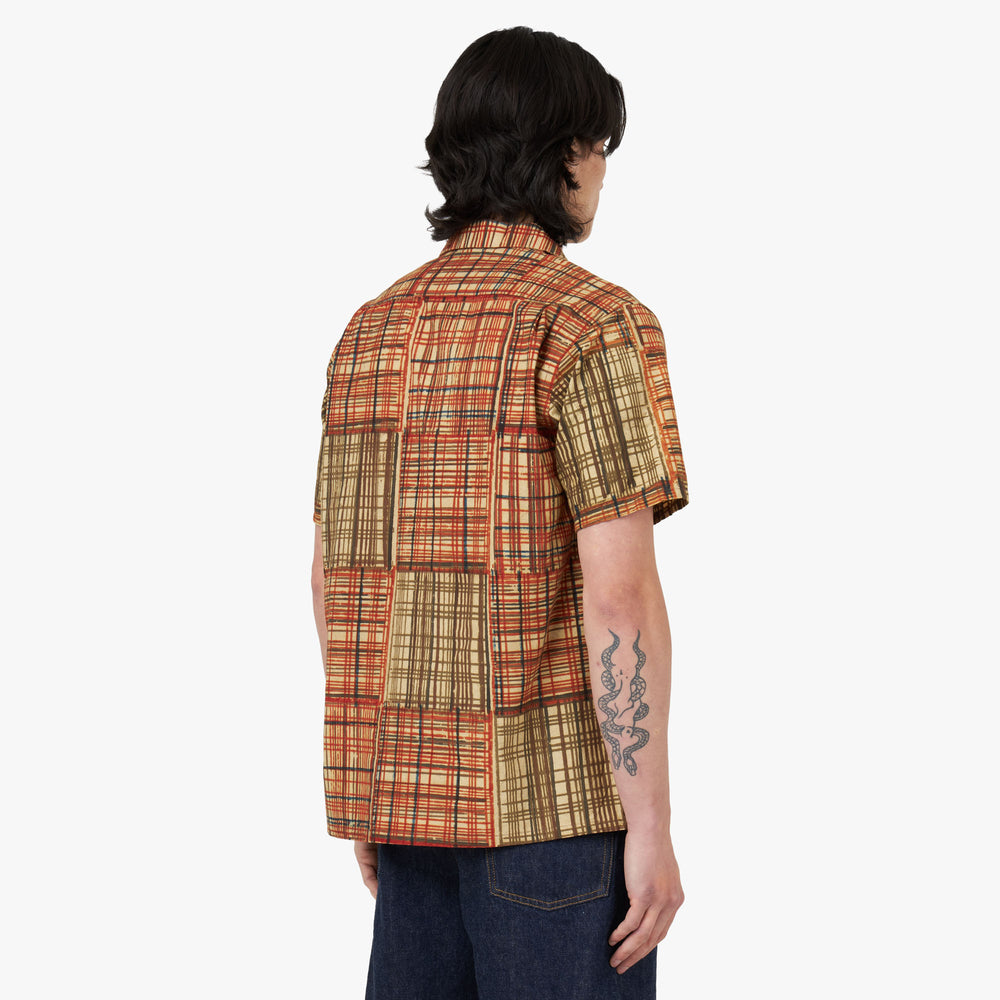 非常に高い品質 Collar Open PLUS BEAMS Short Print Block Shirt Sleeve その他