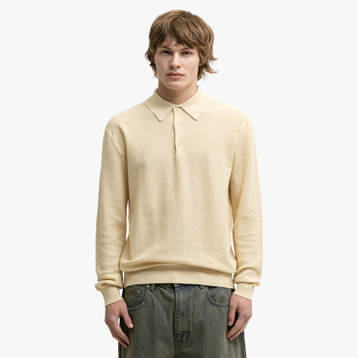 BEAMS PLUS Knit Polo Diamond Off White 1