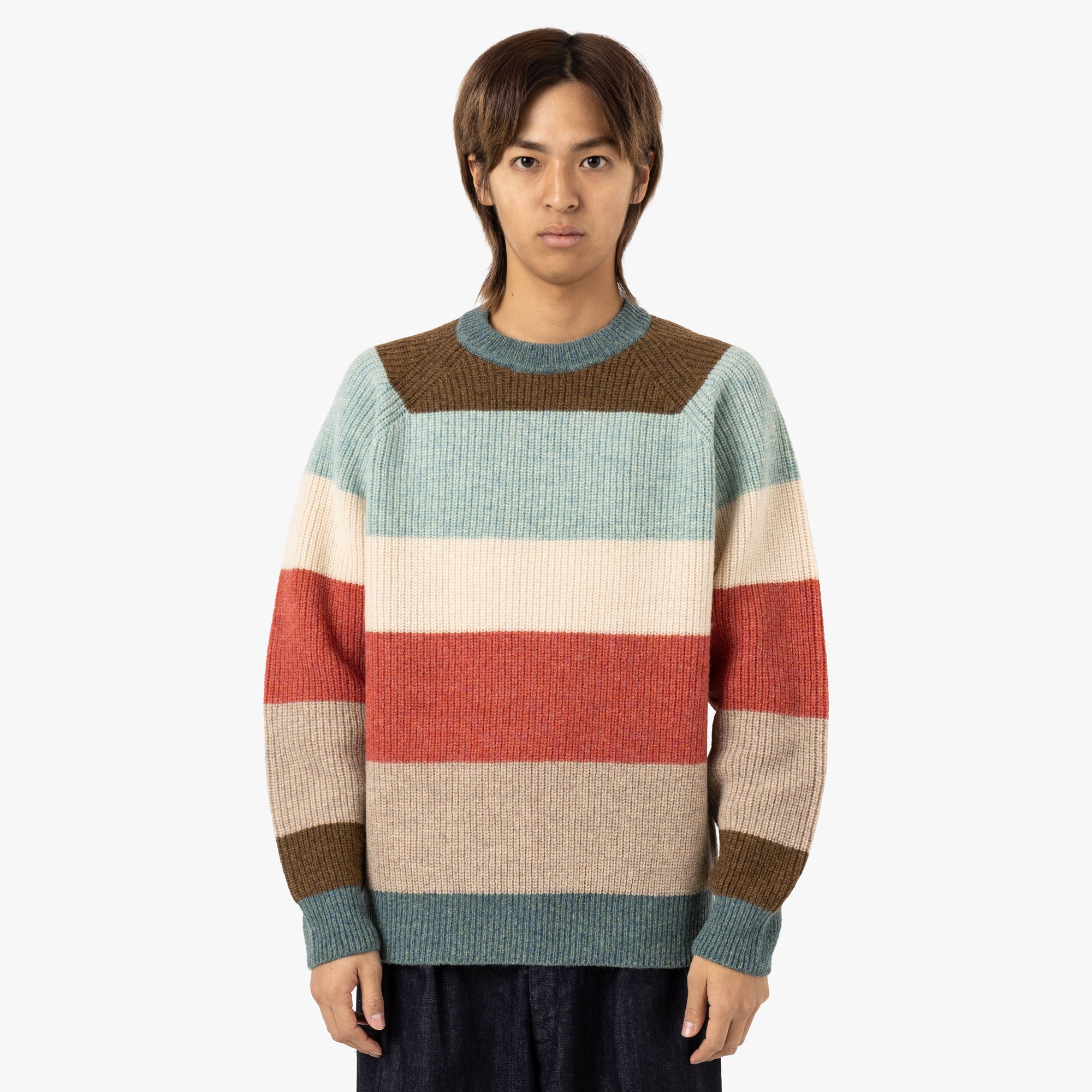 BEAMS PLUS Crew / Multi-Stripe 5G 1