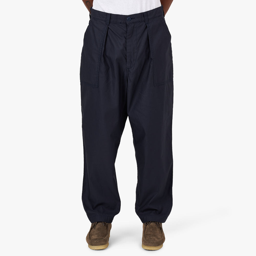 BEAMS PLUS 1Pleat Baker 80/3 Back Satin Pants / Navy 1