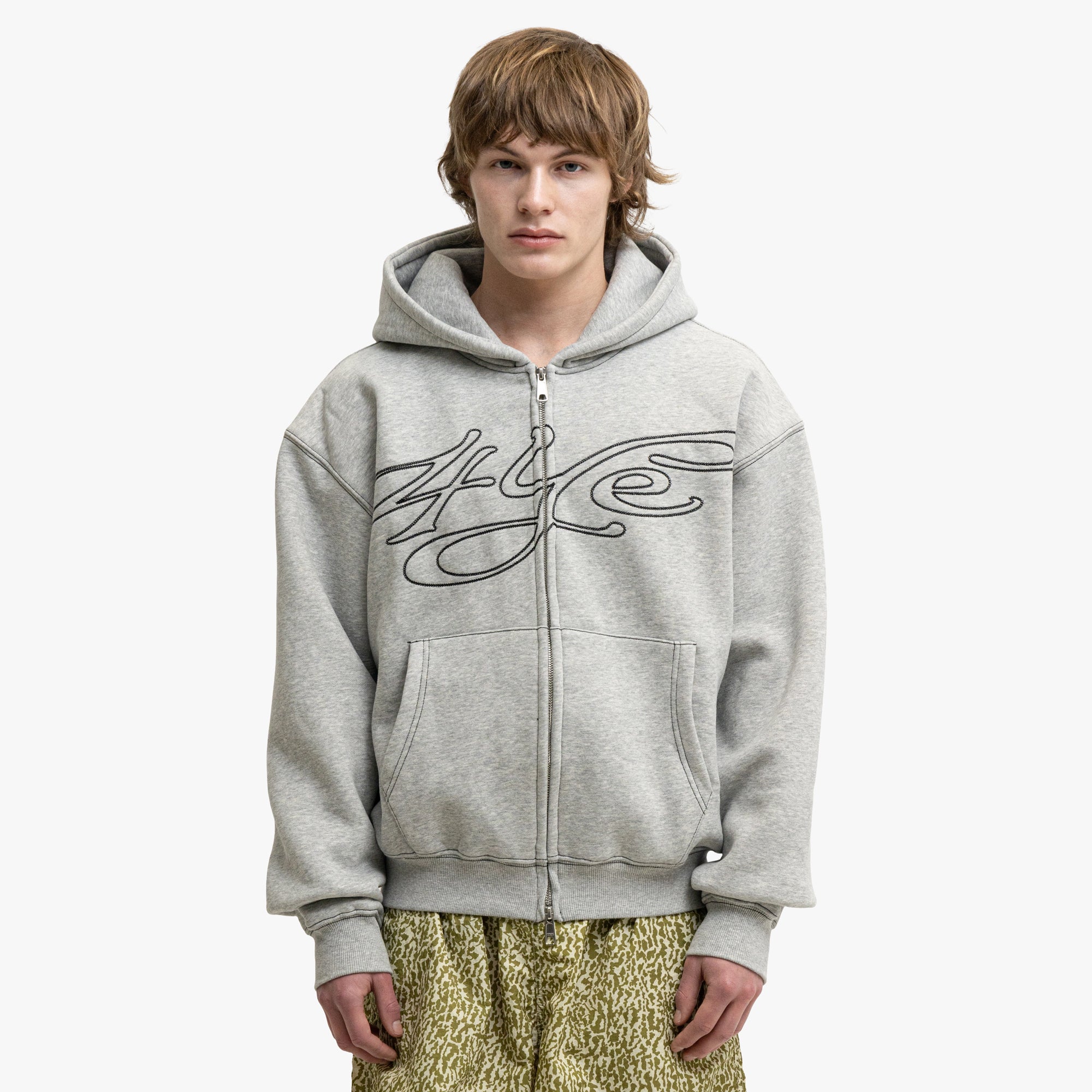 4YE Signature Zip Hoodie Grey/White 1