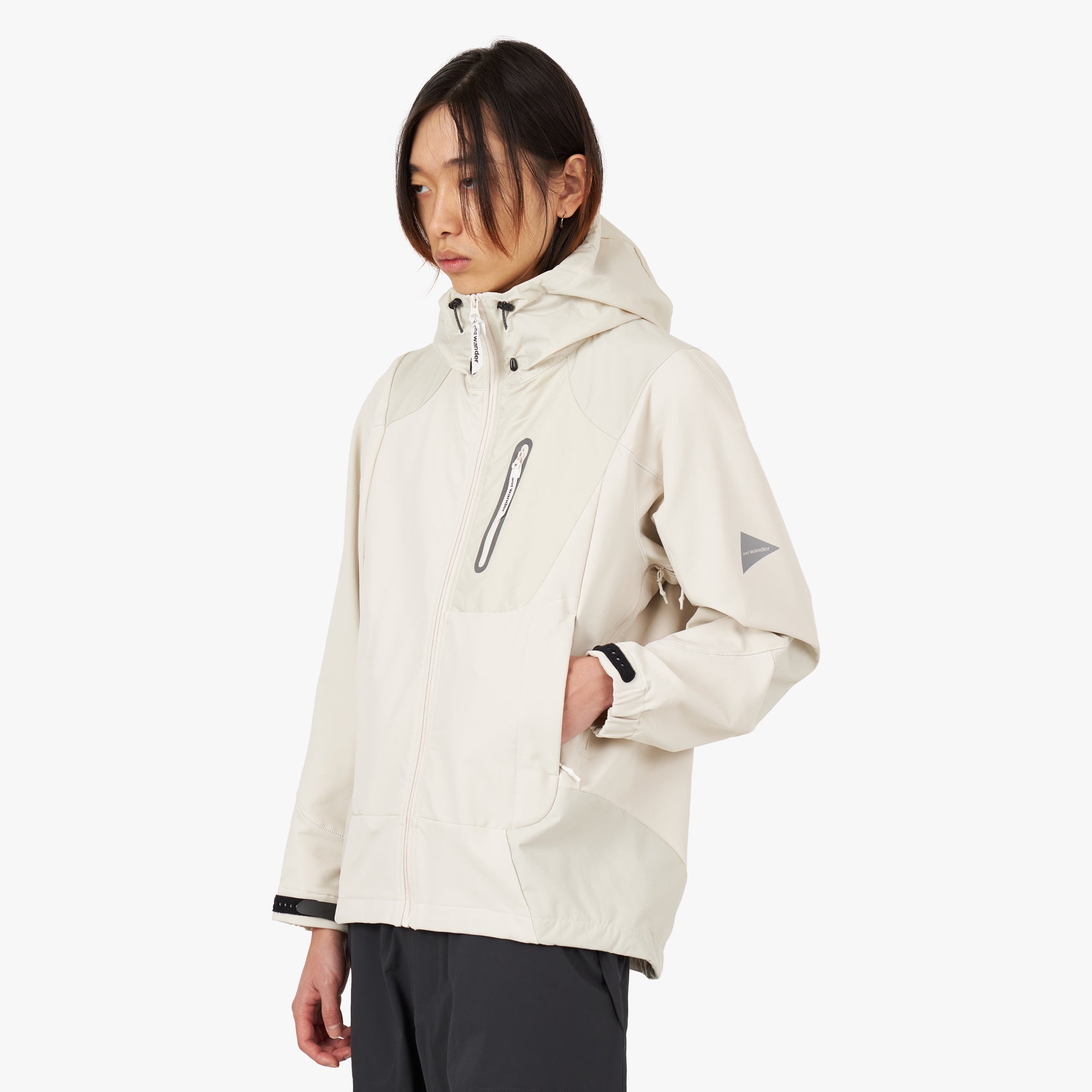 and wander Stretch Shell Jacket Off White Livestock