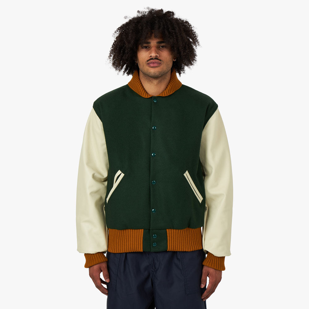Engineered Garments Varsity Jacket / Olive Melton Wool – Livestock