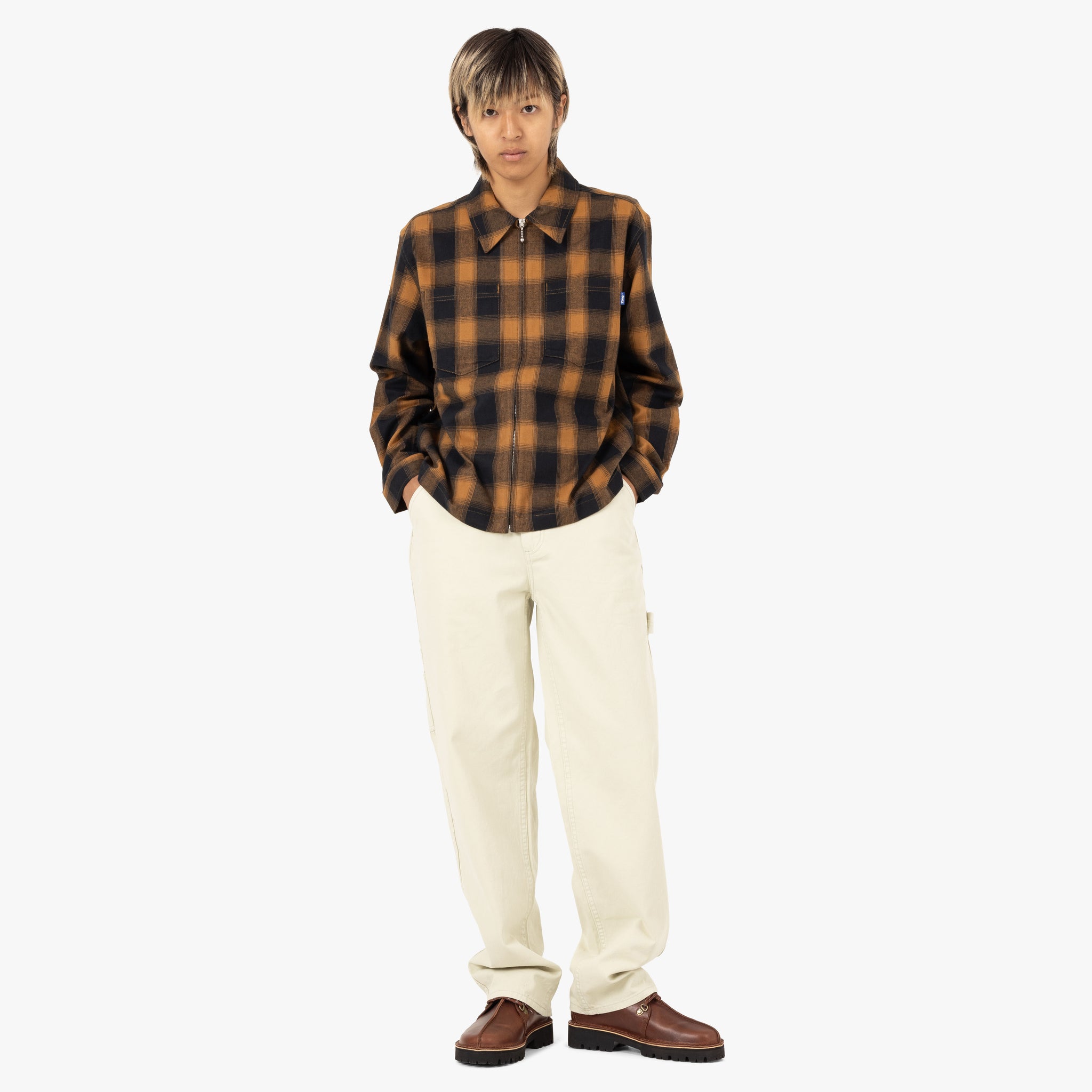 Awake NY Brushed Flannel Shirt Jacket Orange / Multi – Livestock