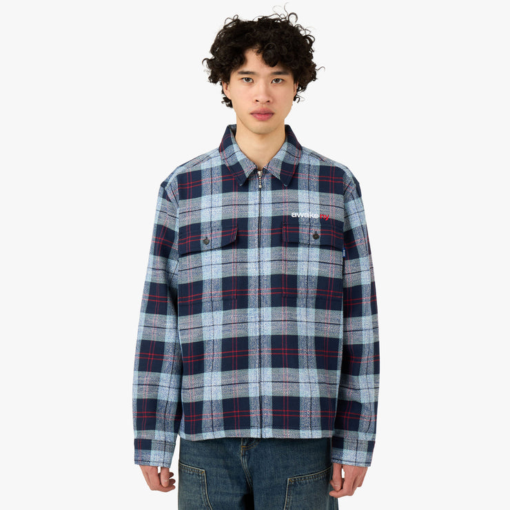 Awake NY Flannel Zip Shirt Blue 1