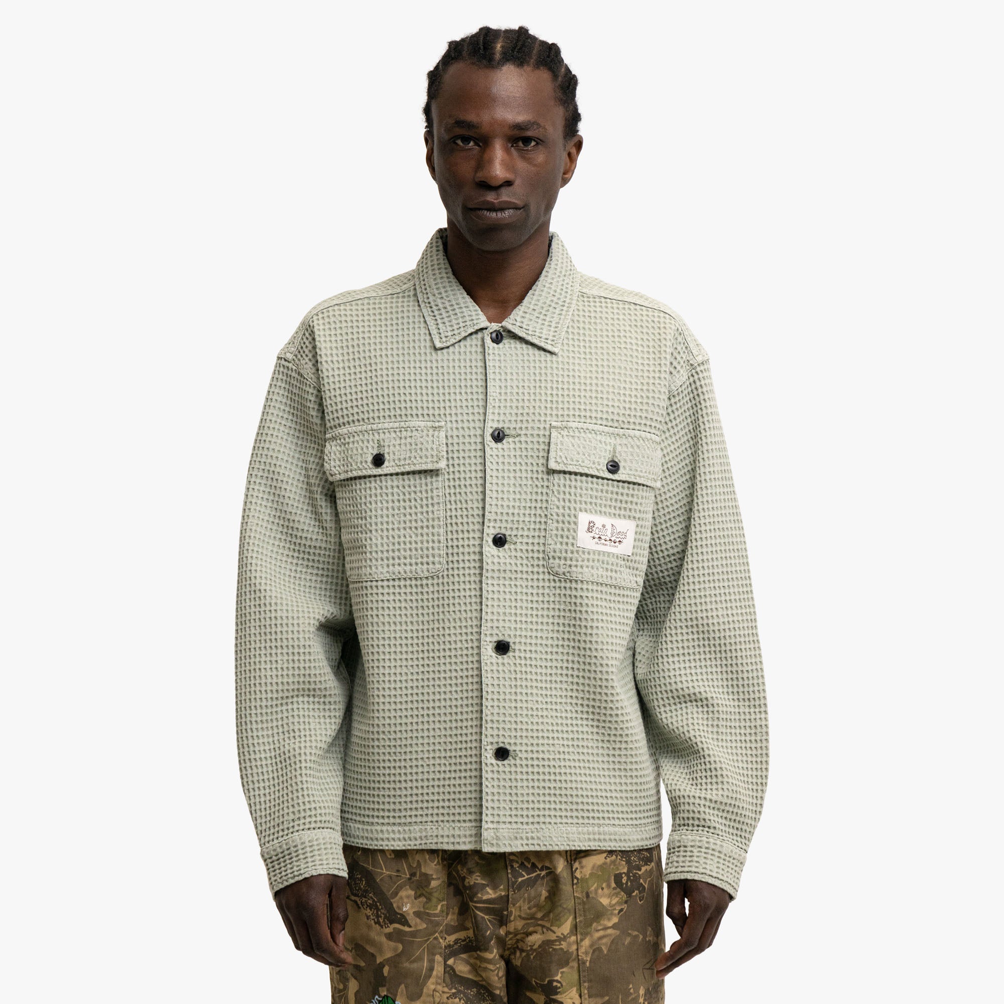 Brain Dead Waffle Button Shirt Stone – Livestock
