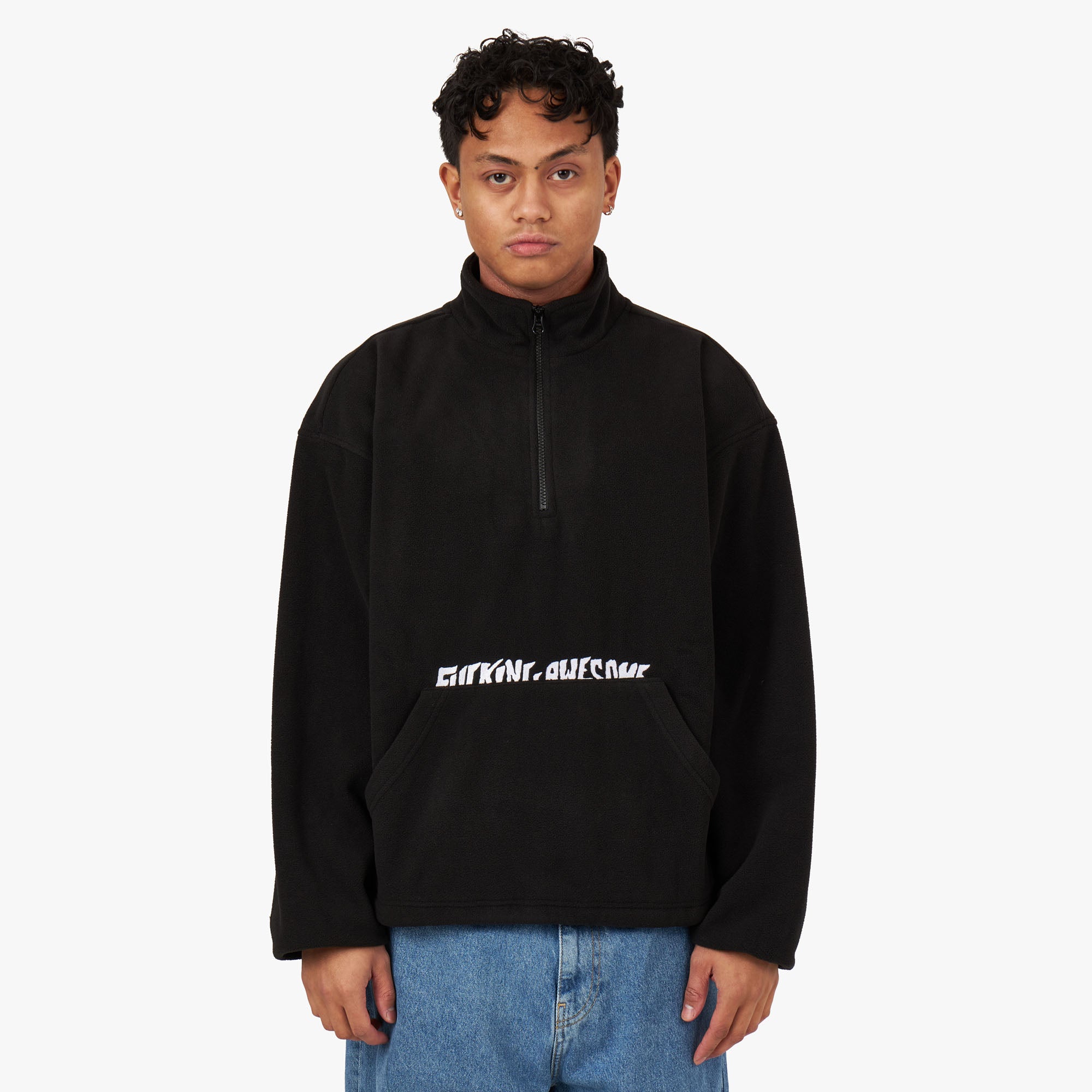 Fucking Awesome Cut Off Quarter Zip Polar Fleece / Black