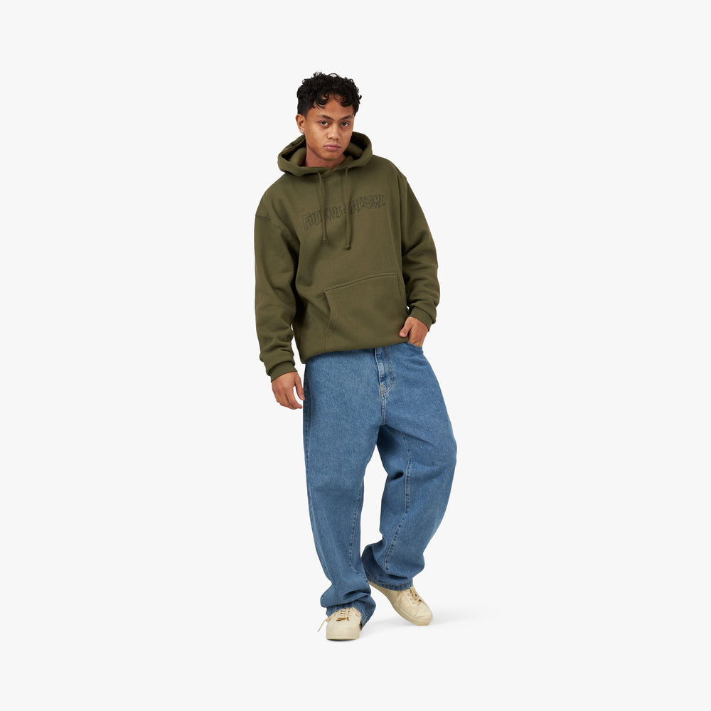 Fucking Awesome Outline Stamp Pullover Hoodie Olive Livestock