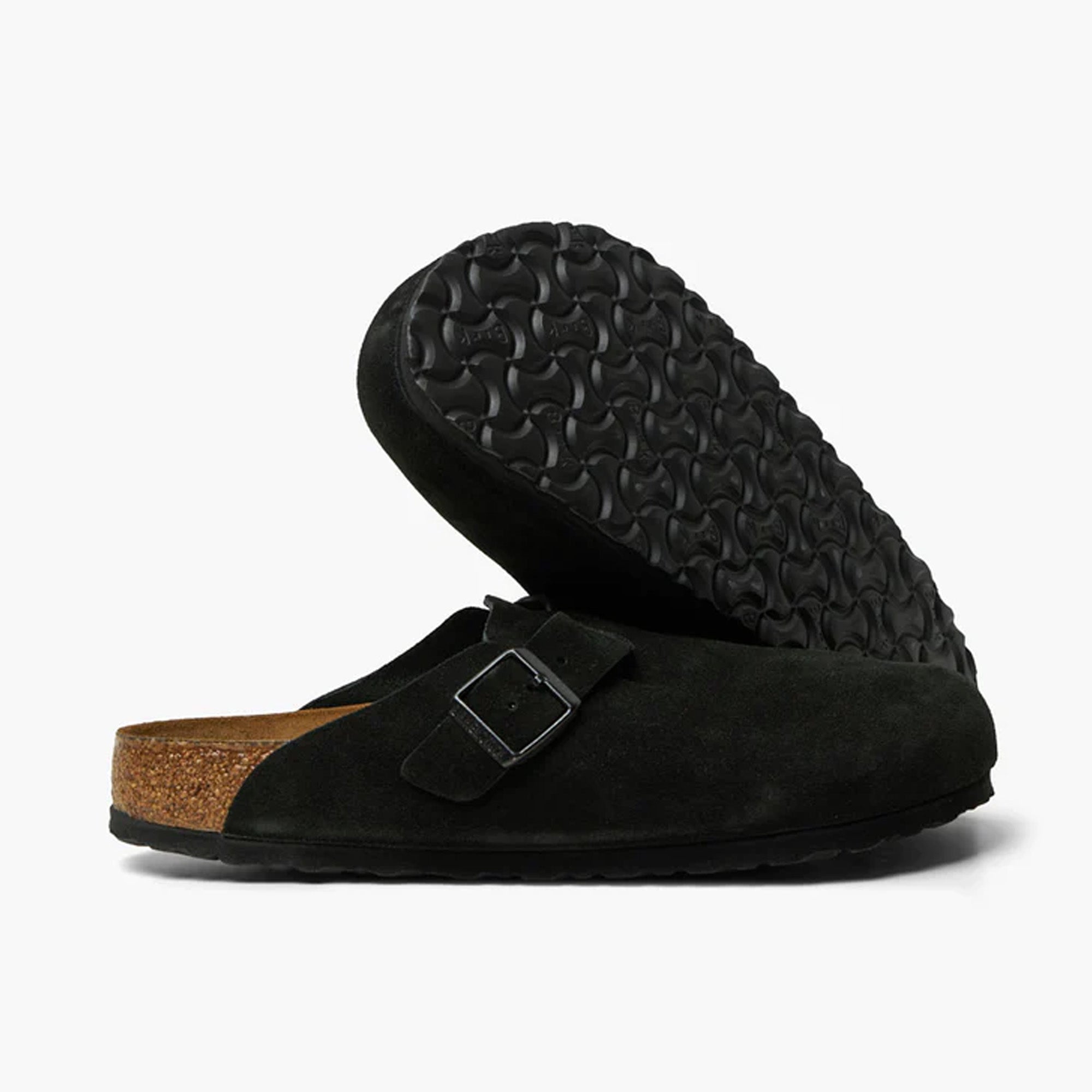 Black suede birkenstock clogs sale