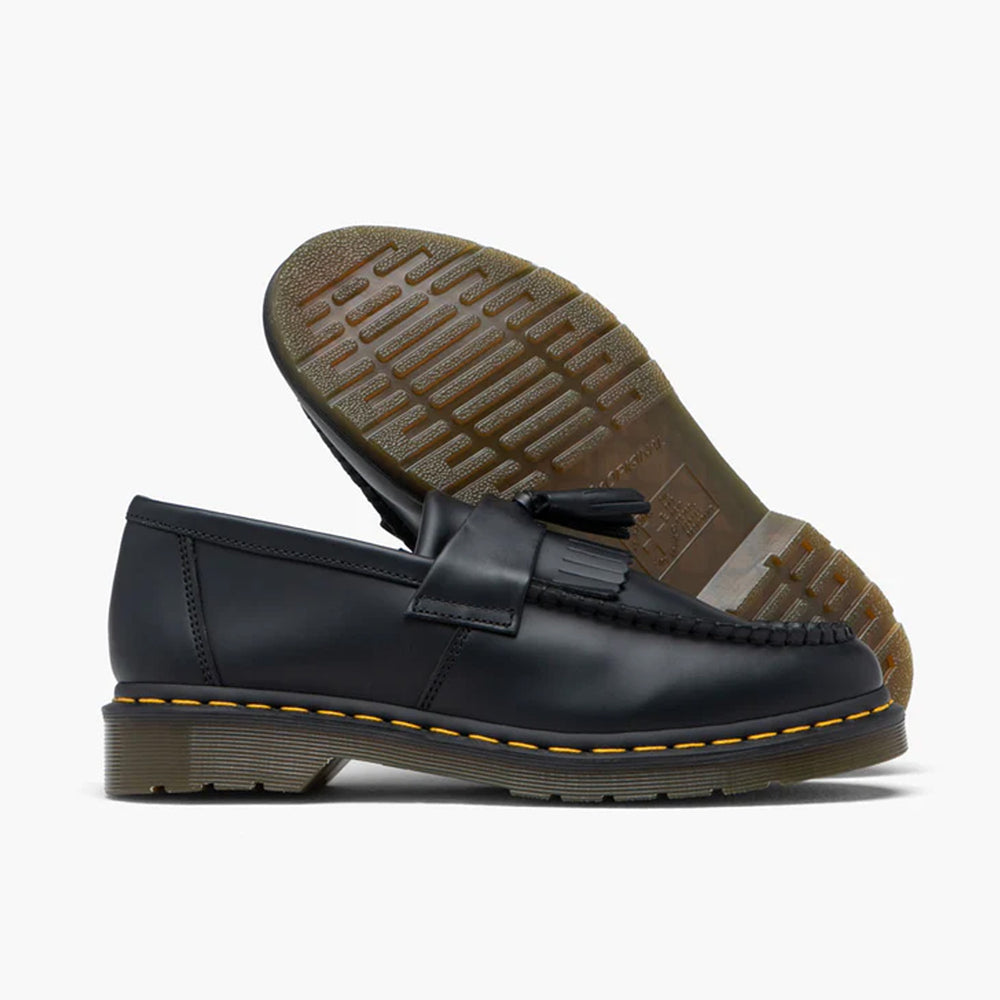 Dr. Martens Adrian Yellow Stitch Tassel Loafer / Black Smooth Leather