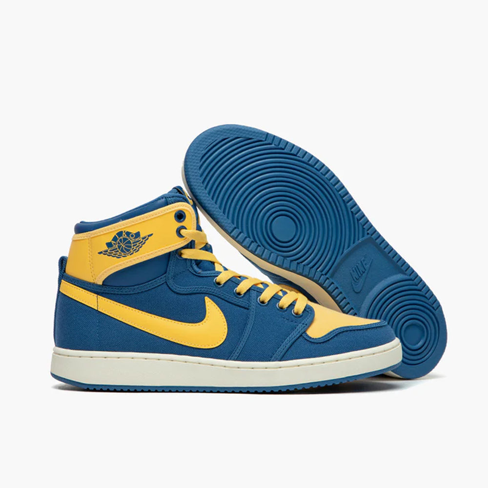 Air jordan 1 blue and gold on sale