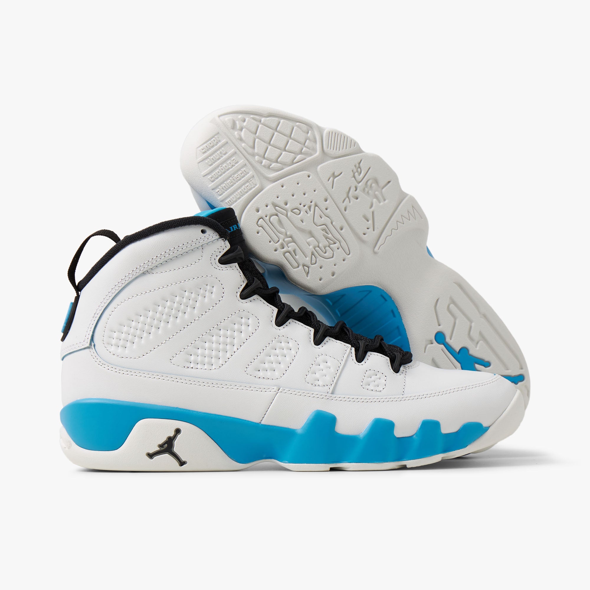 White and blue jordan 9s online