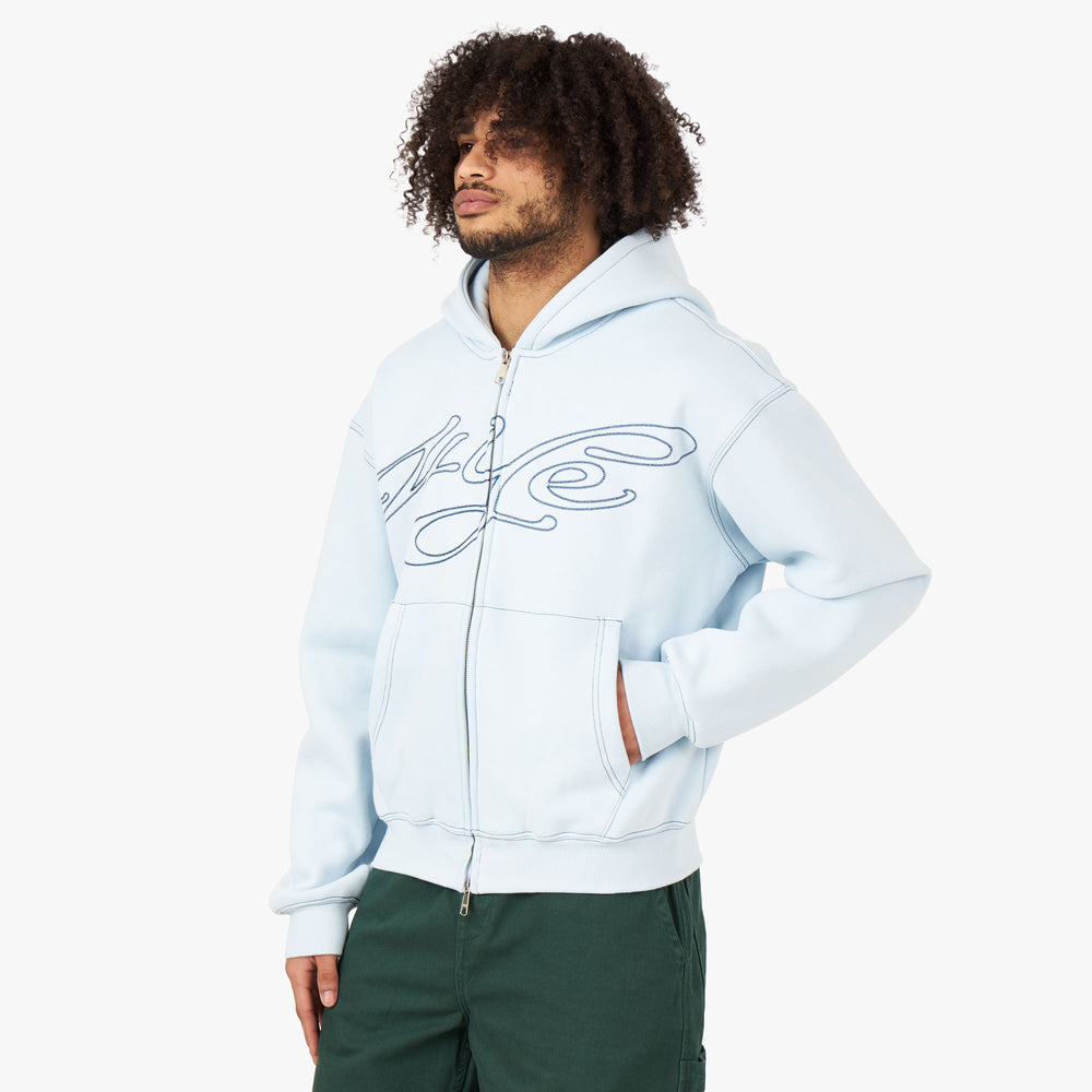 4YE Signature Logo Zip Hoodie Baby Blue Livestock