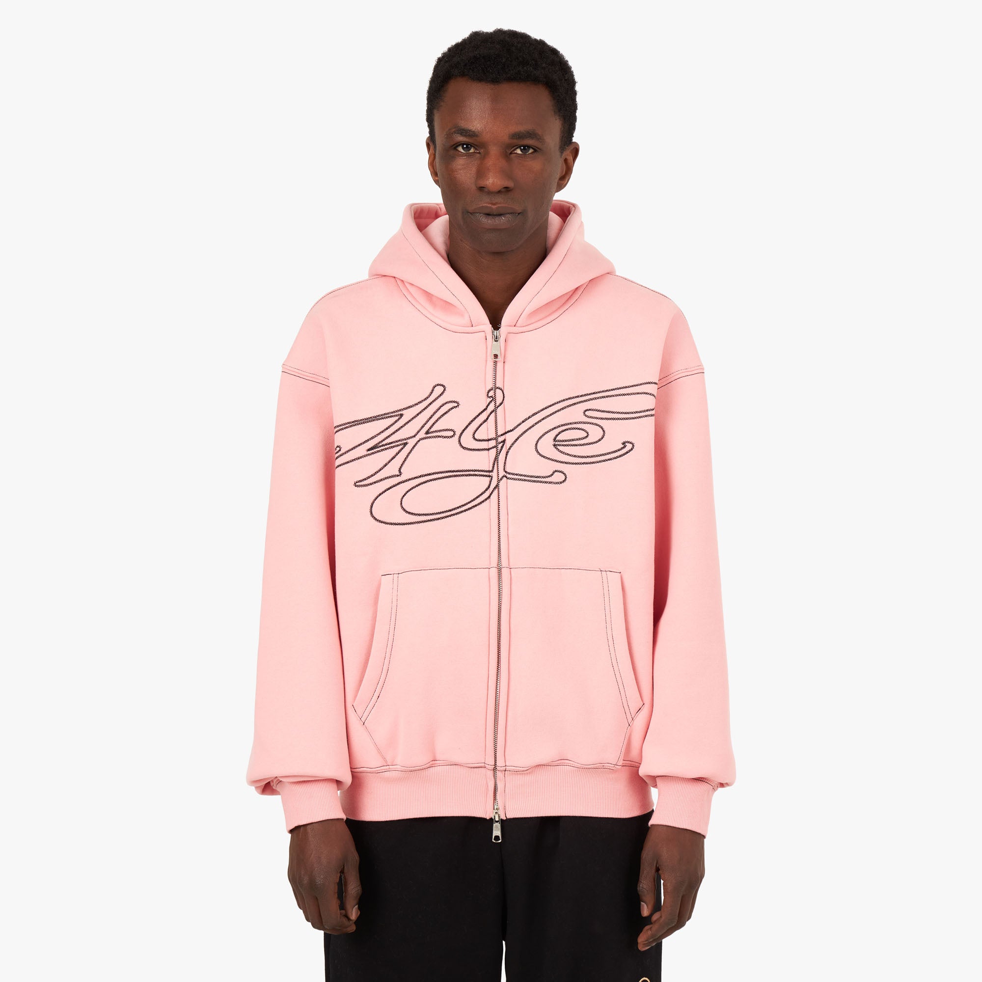 4YE Signature Logo Zip Hoodie Pink / Black 1