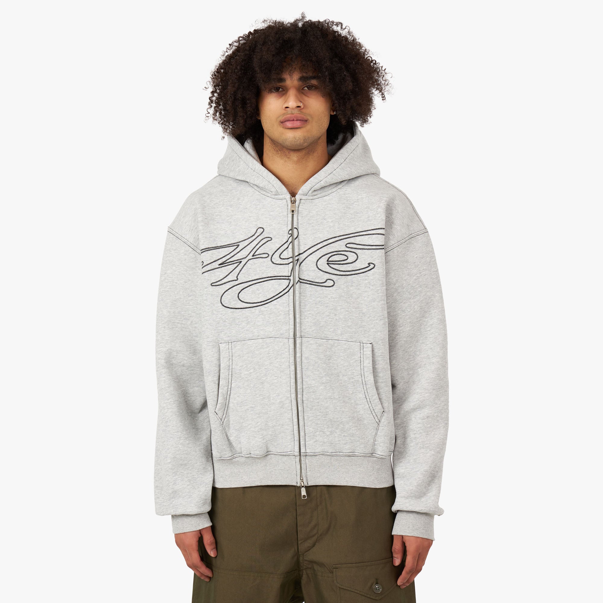 4YE Signature Logo Zip Hoodie Grey / Black – Livestock