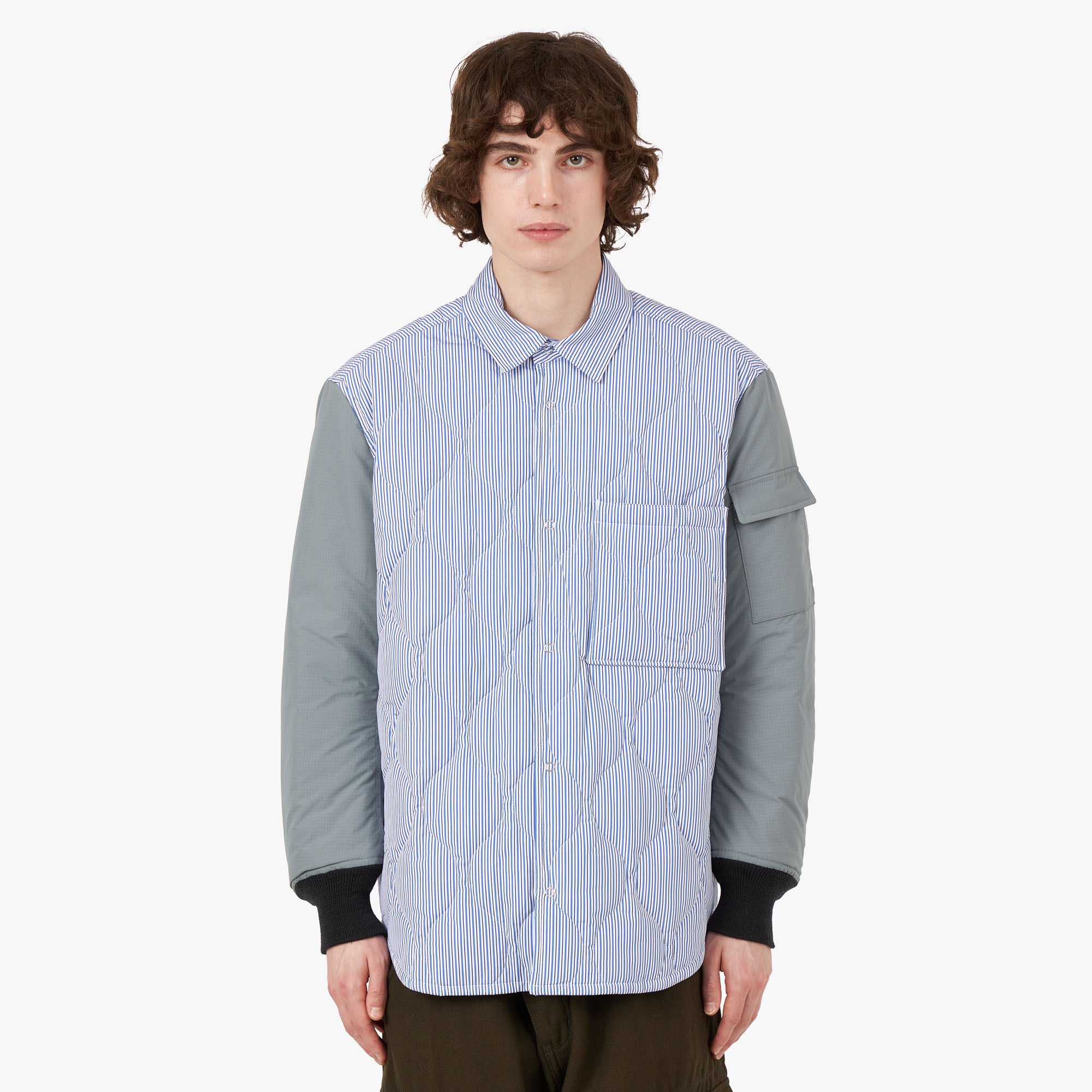 COMME des GARÇONS HOMME Quilted Shirt Jacket White / Blue 1