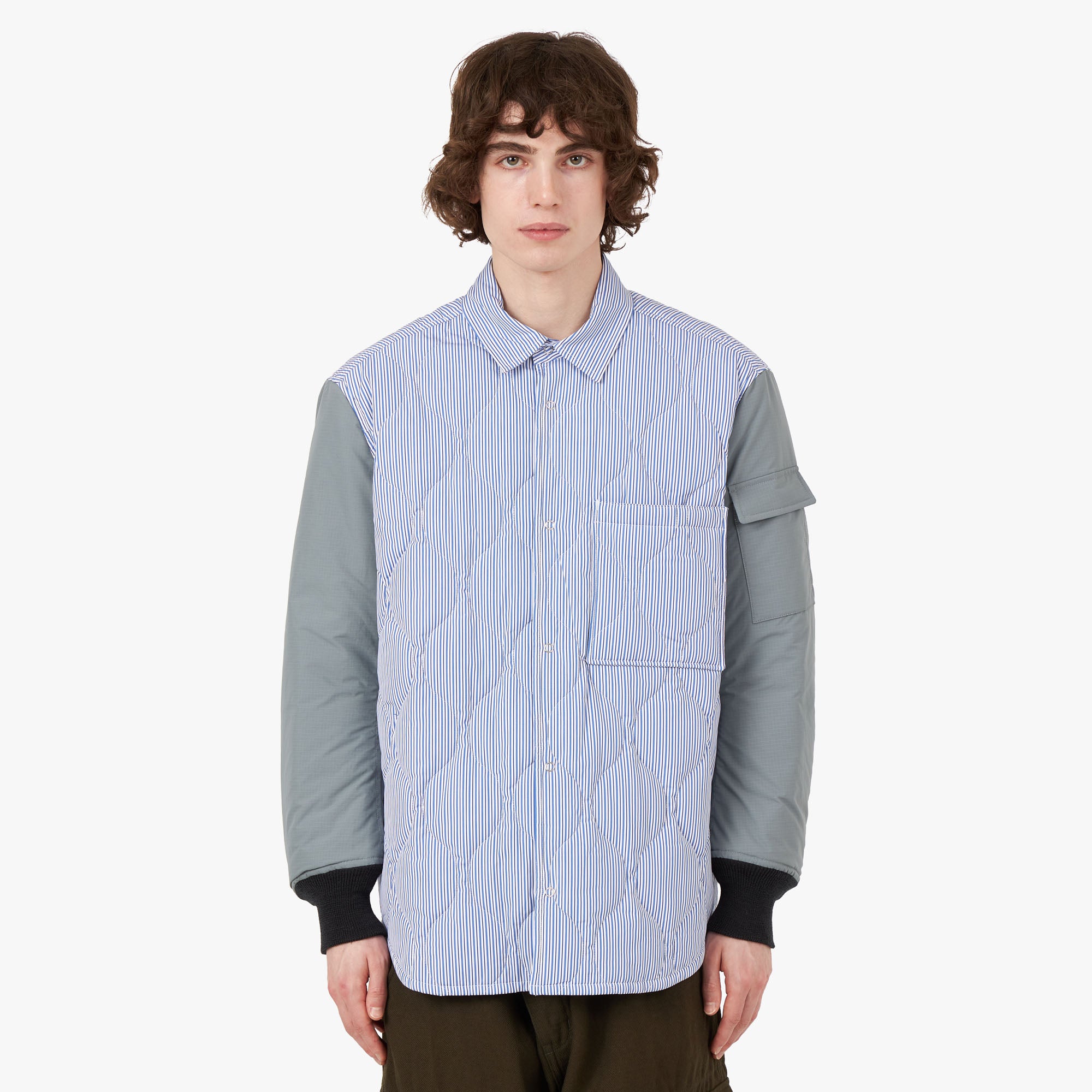 COMME des GARÇONS HOMME Veste chemise matelassée blanc / bleu – Livestock